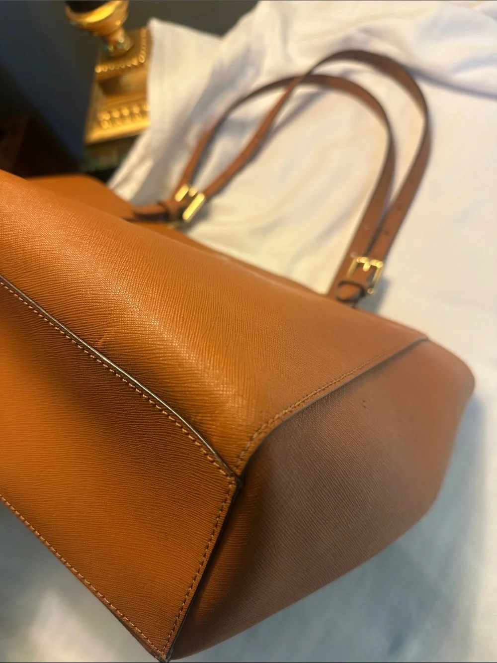 Tory Burch Cognac Leather Double-Handle Tote